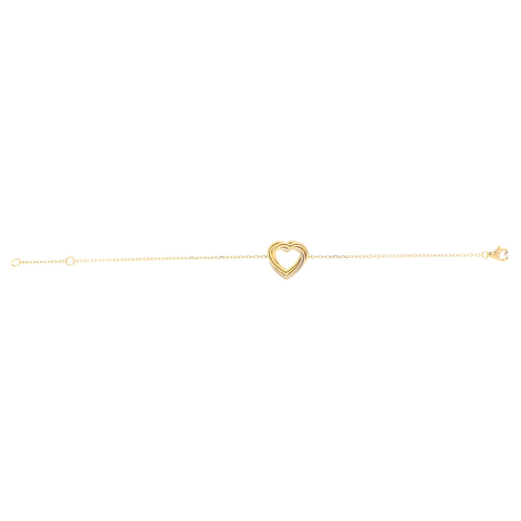 Trinity Heart Pendant Necklace 18K Tricolor Gold