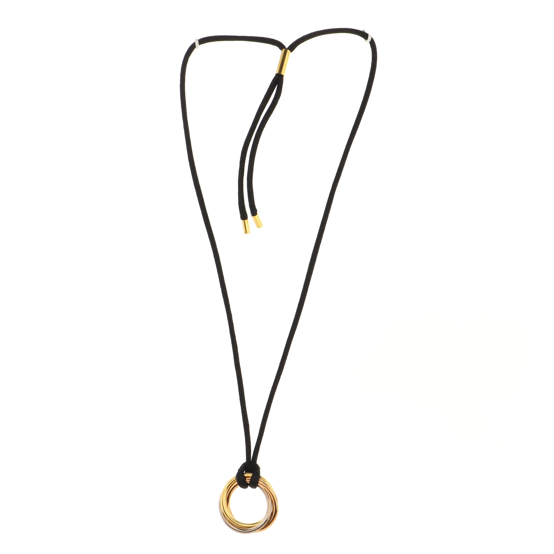 Trinity on Cord Necklace Silk Cord with 18K Tricolor Gold Medium