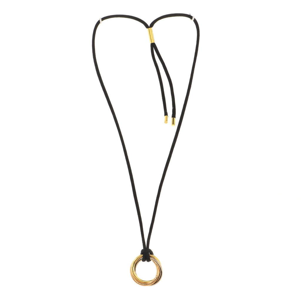 Trinity on Cord Necklace Silk Cord with 18K Tricolor Gold Medium
