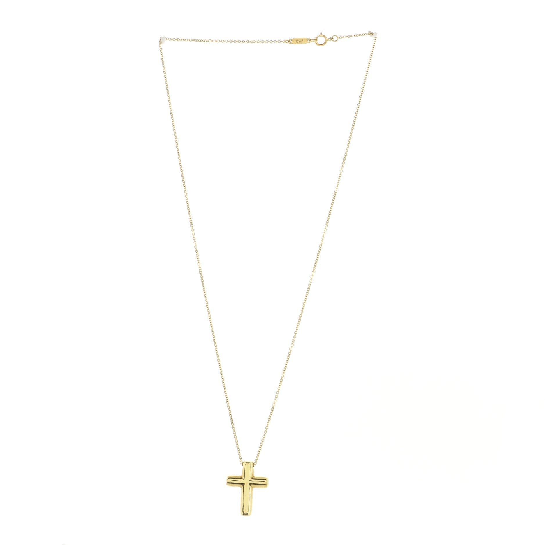 Dots Cross Pendant Necklace 18K Yellow Gold with Diamonds