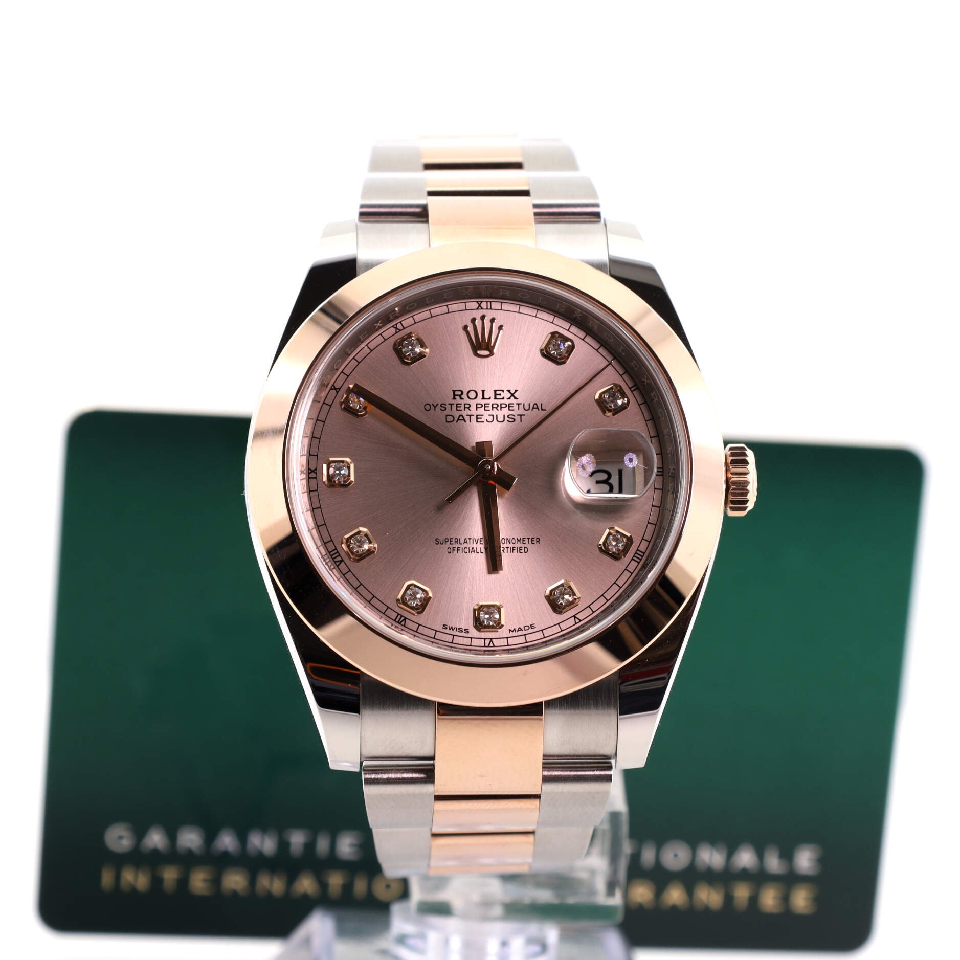 Oyster Perpetual Datejust Automatic Watch Stainless Steel and Rose Gold with Diamond Markers 41
