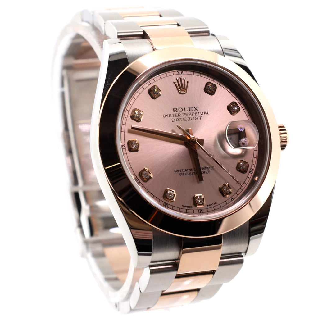 Oyster Perpetual Datejust Automatic Watch Stainless Steel and Rose Gold with Diamond Markers 41