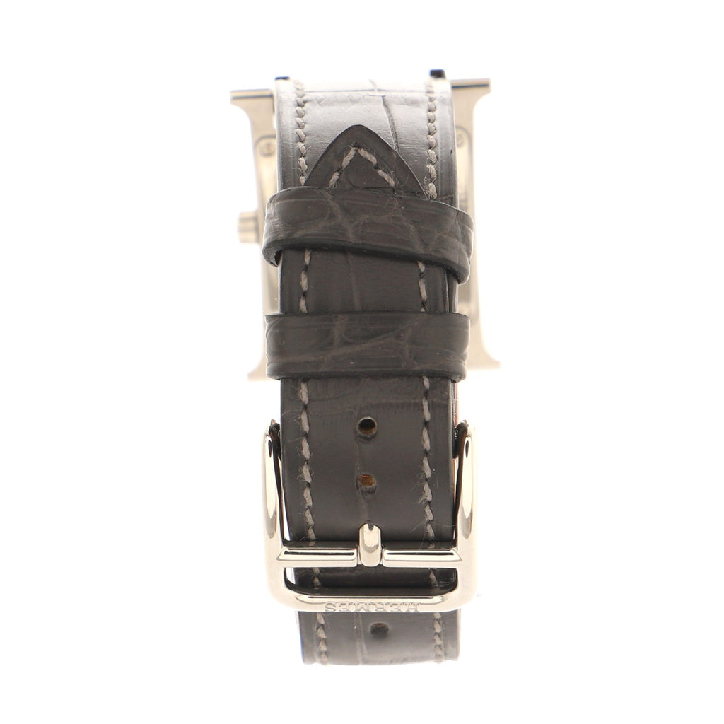 Heure H Quartz Watch Stainless Steel and Alligator with Diamond Bezel and Diamond Obsidian Dial 21
