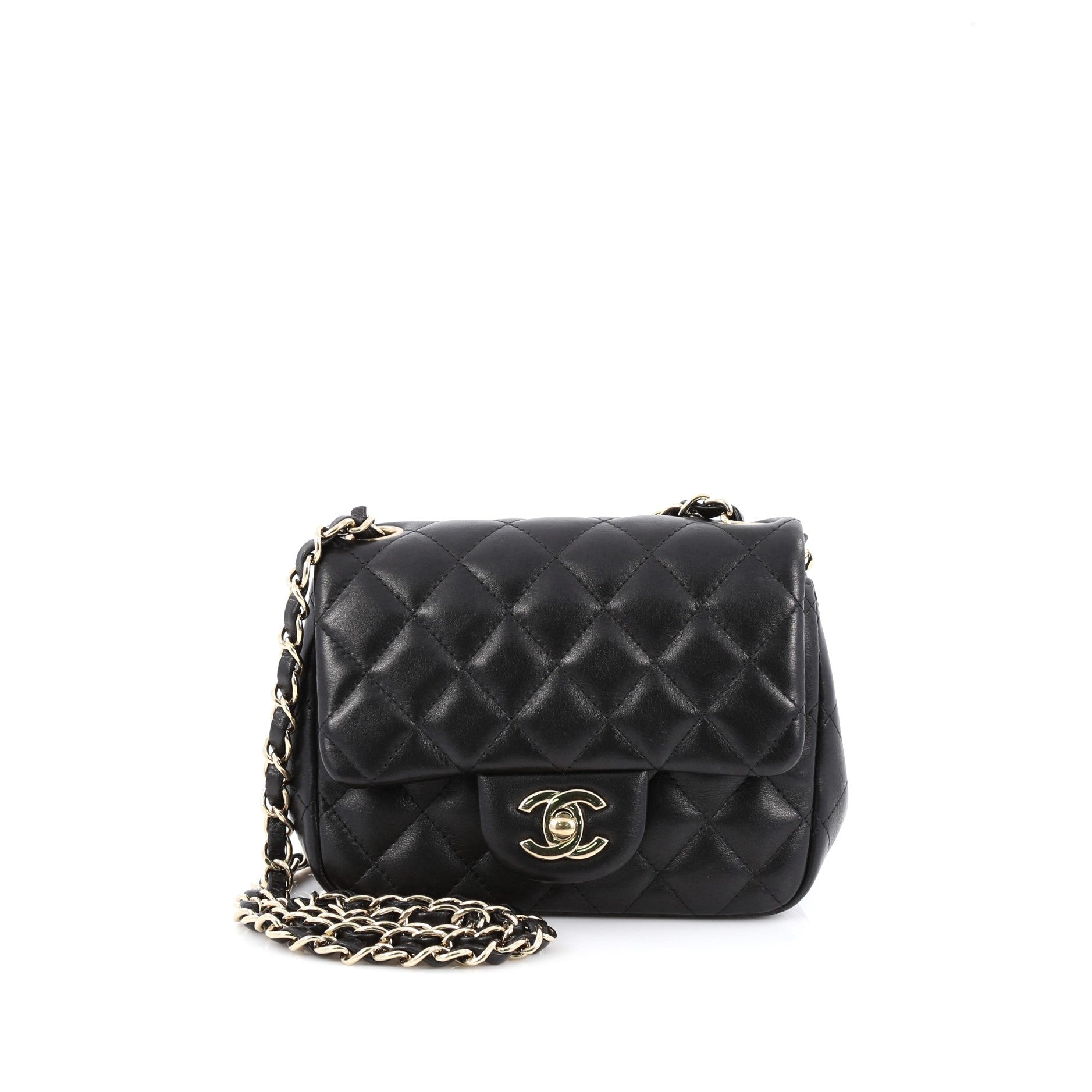 Square Classic Single Flap Bag Quilted Lambskin Mini