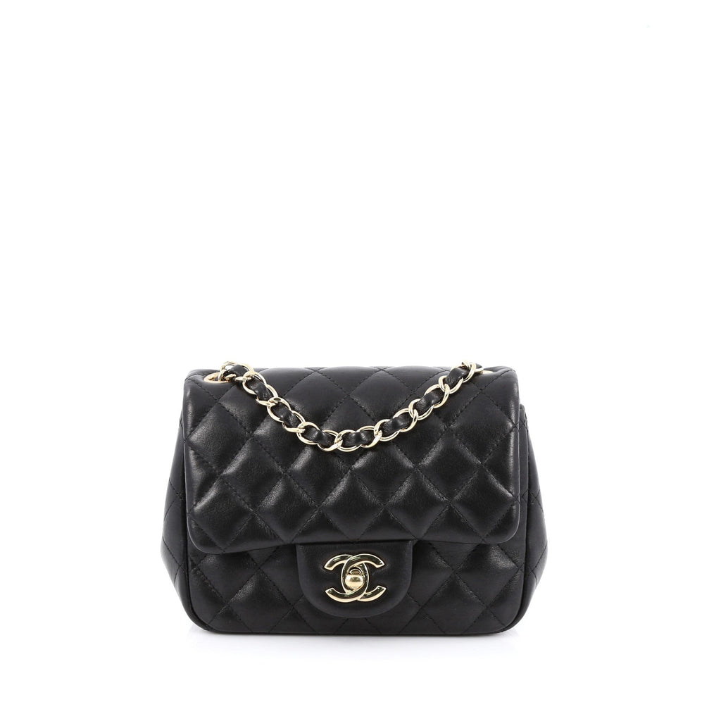 Square Classic Single Flap Bag Quilted Lambskin Mini