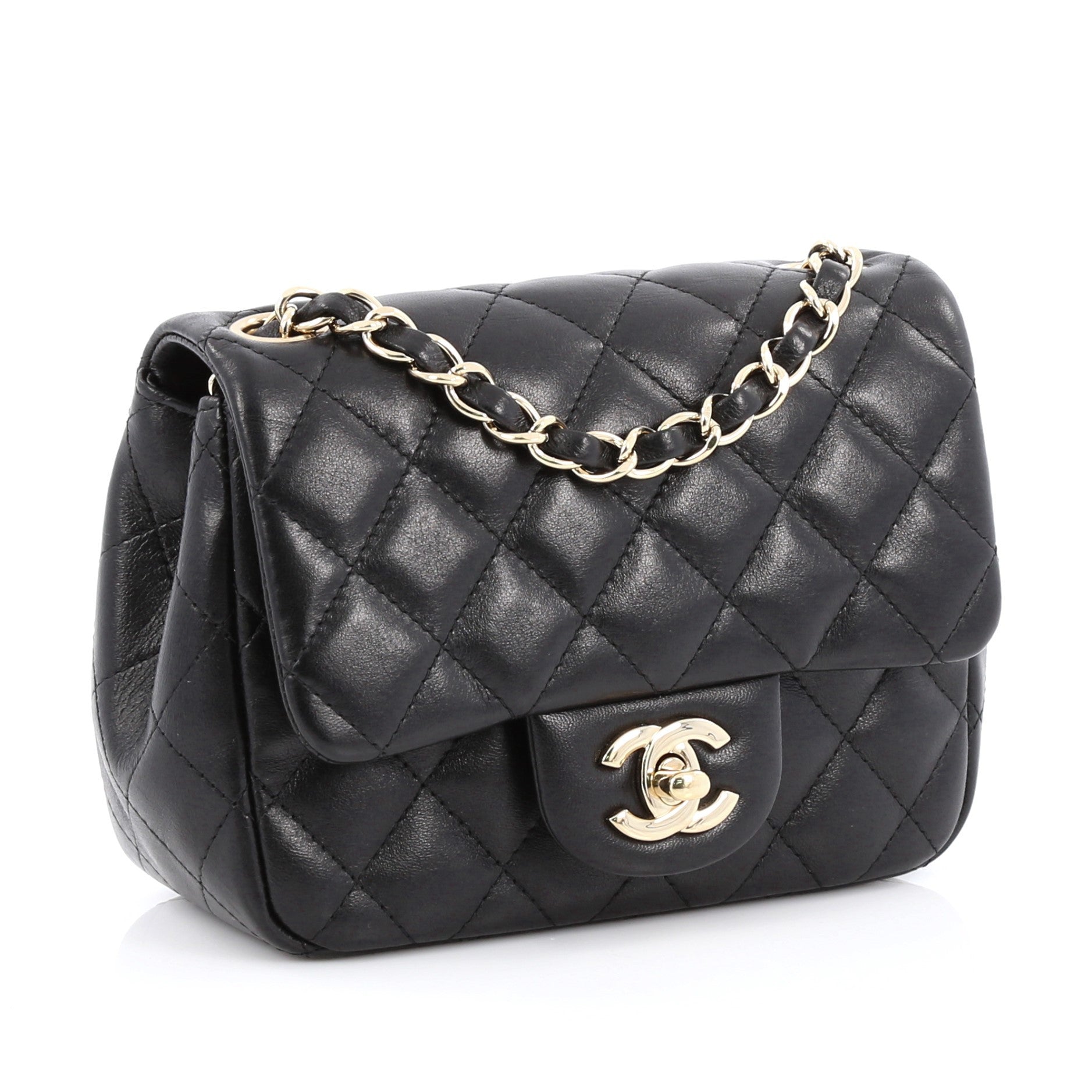 Square Classic Single Flap Bag Quilted Lambskin Mini