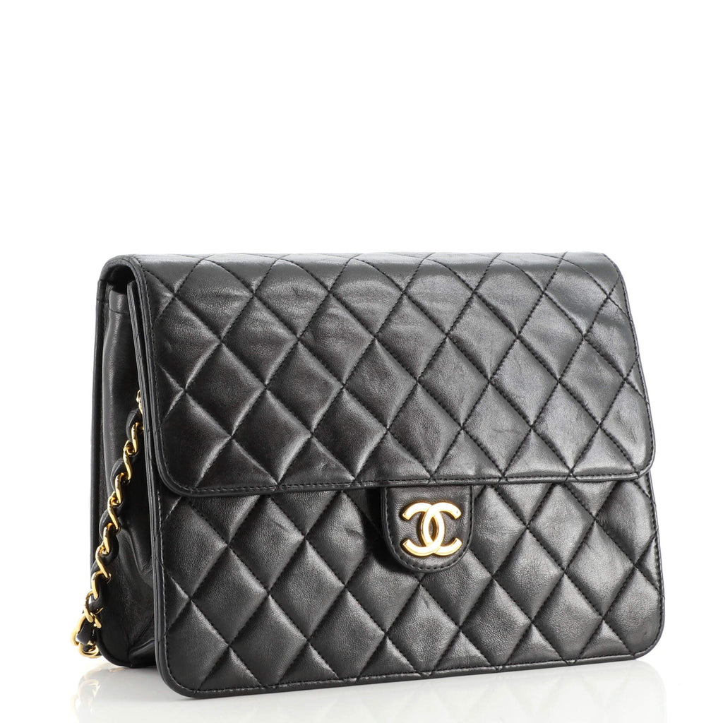 Vintage Clutch with Chain Quilted Leather Small