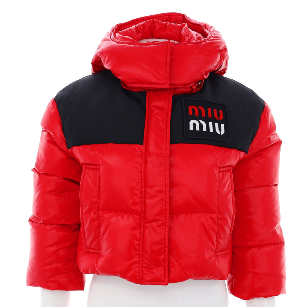 Women's Cropped Puffer Jacket Quilted Polyester with Down Blend
