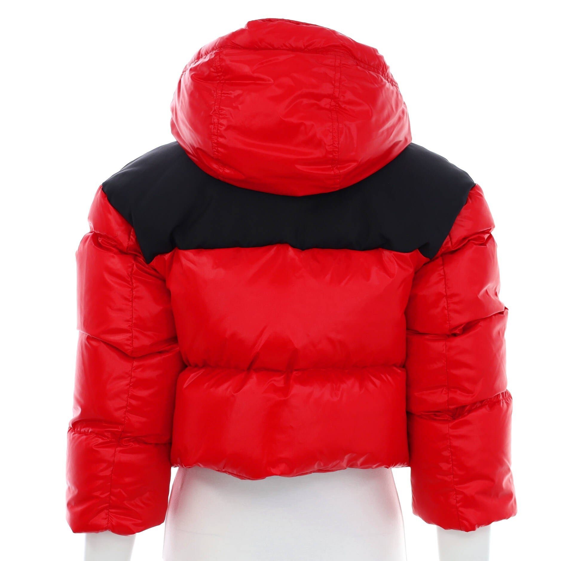 Women's Cropped Puffer Jacket Quilted Polyester with Down Blend