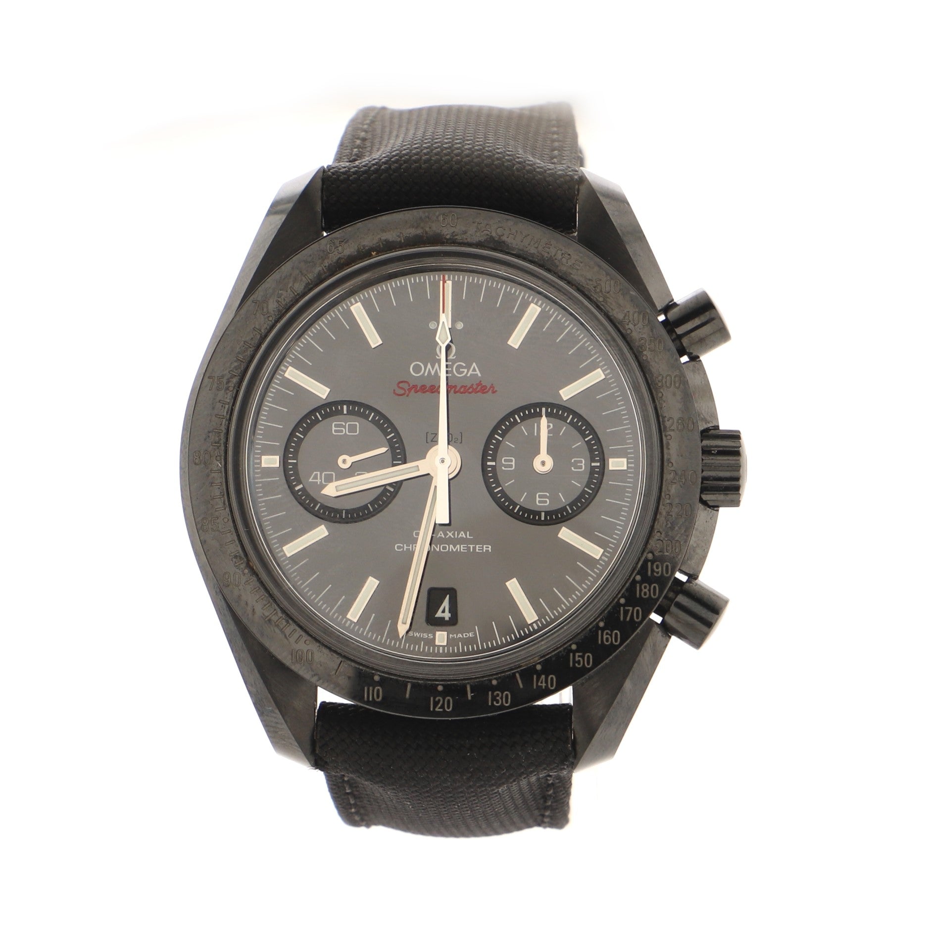 Speedmaster Professional Moonwatch Dark Side Of The Moon Co-Axial Chronometer Chronograph Automatic Watch Ceramic and Nylon 44