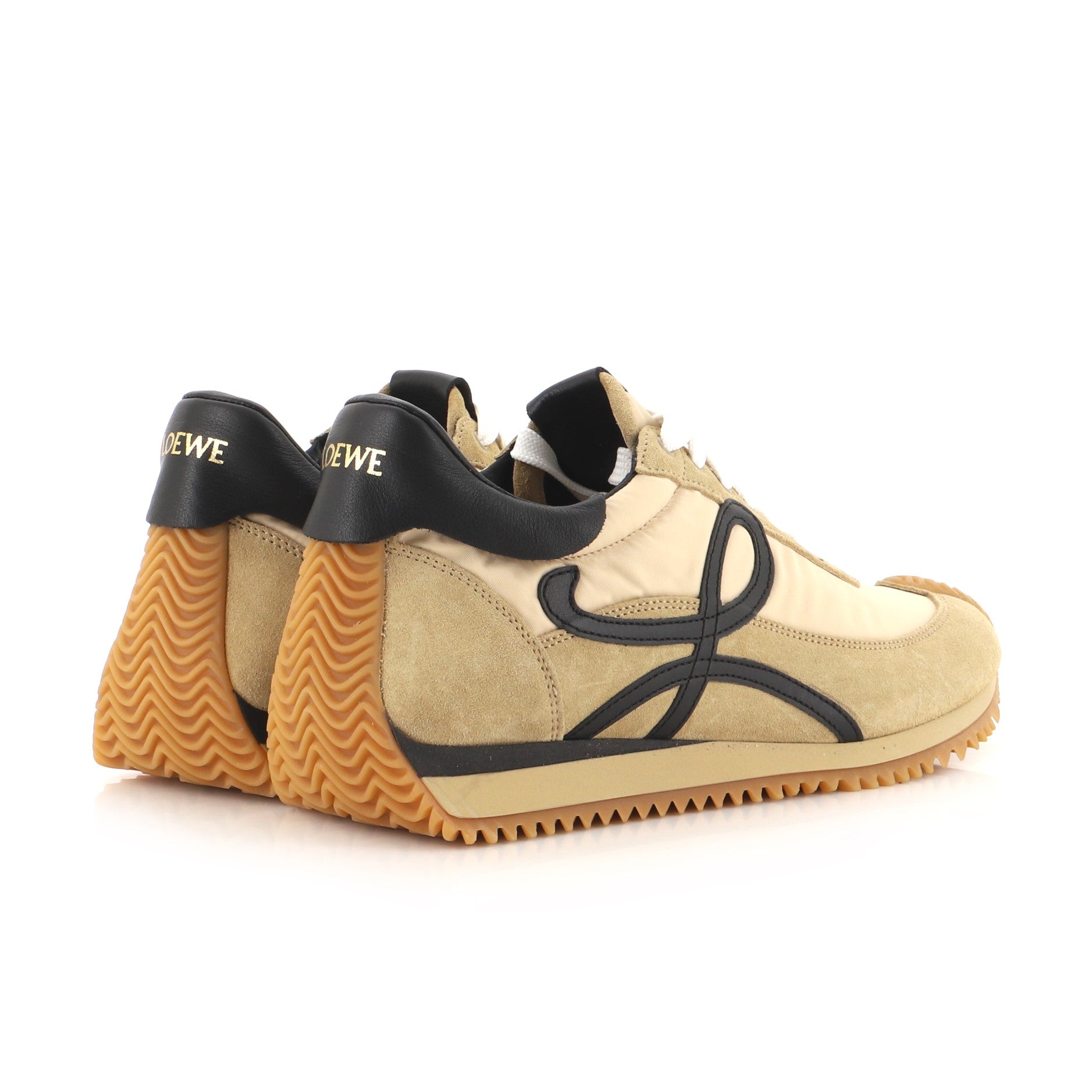 Women's Flow Runner Sneakers Nylon with Leather and Suede
