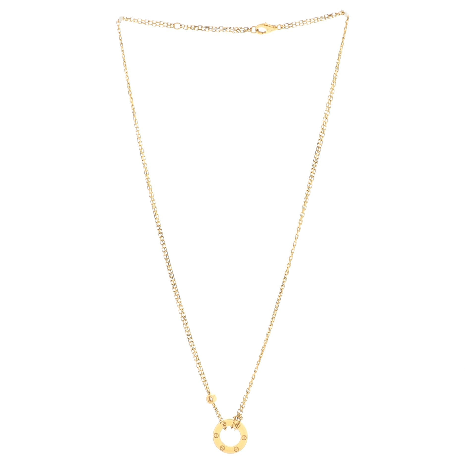 2 Diamonds Love Pendant Necklace 18K Yellow Gold and Diamonds