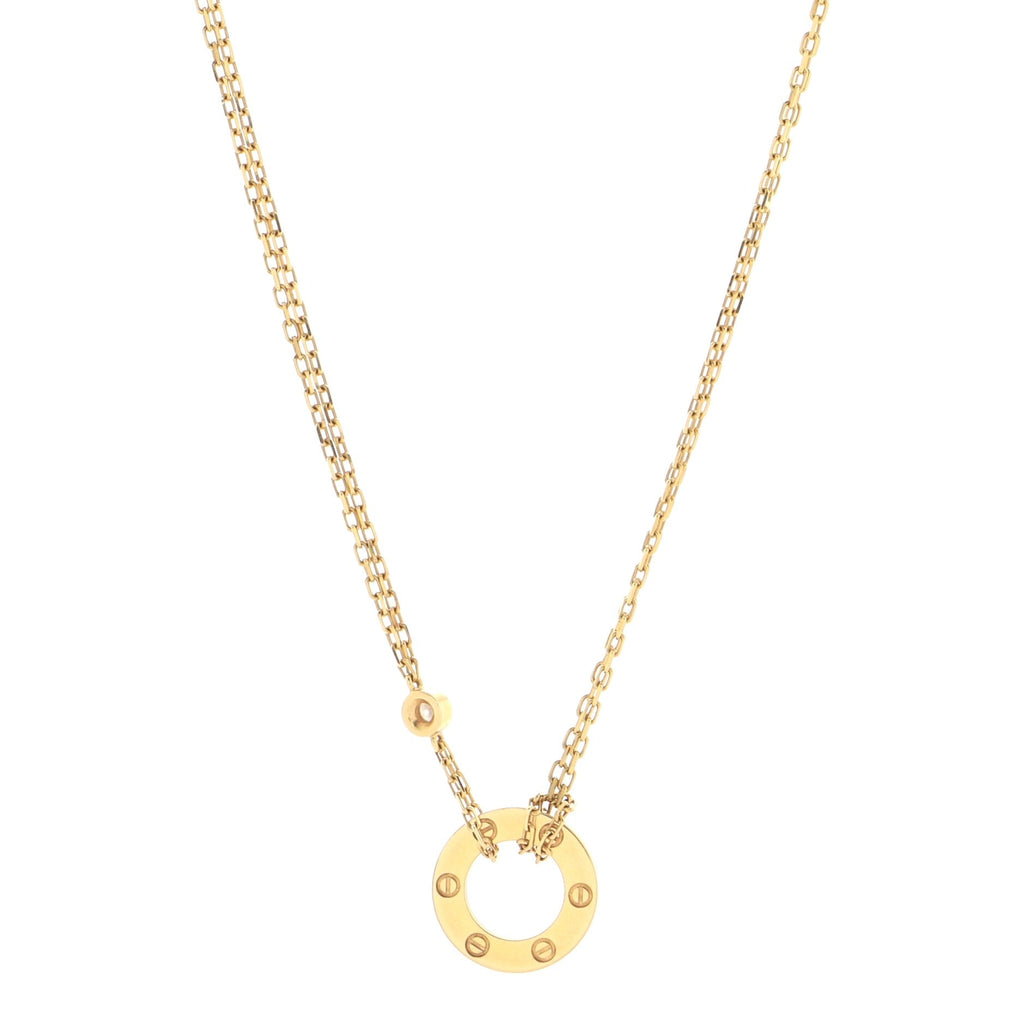 2 Diamonds Love Pendant Necklace 18K Yellow Gold and Diamonds