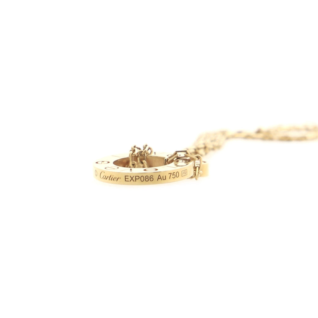 2 Diamonds Love Pendant Necklace 18K Yellow Gold and Diamonds