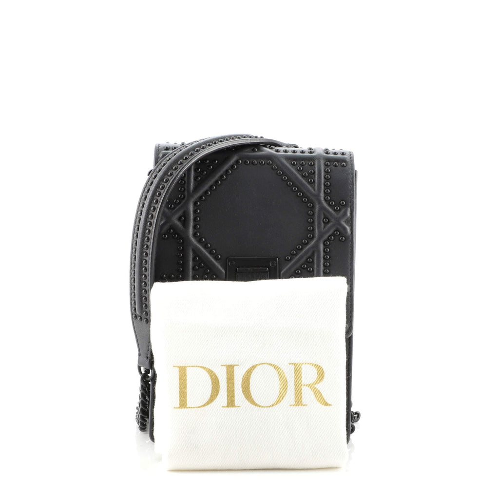 Ultra Matte Diorama Vertical Clutch on Chain Studded Leather