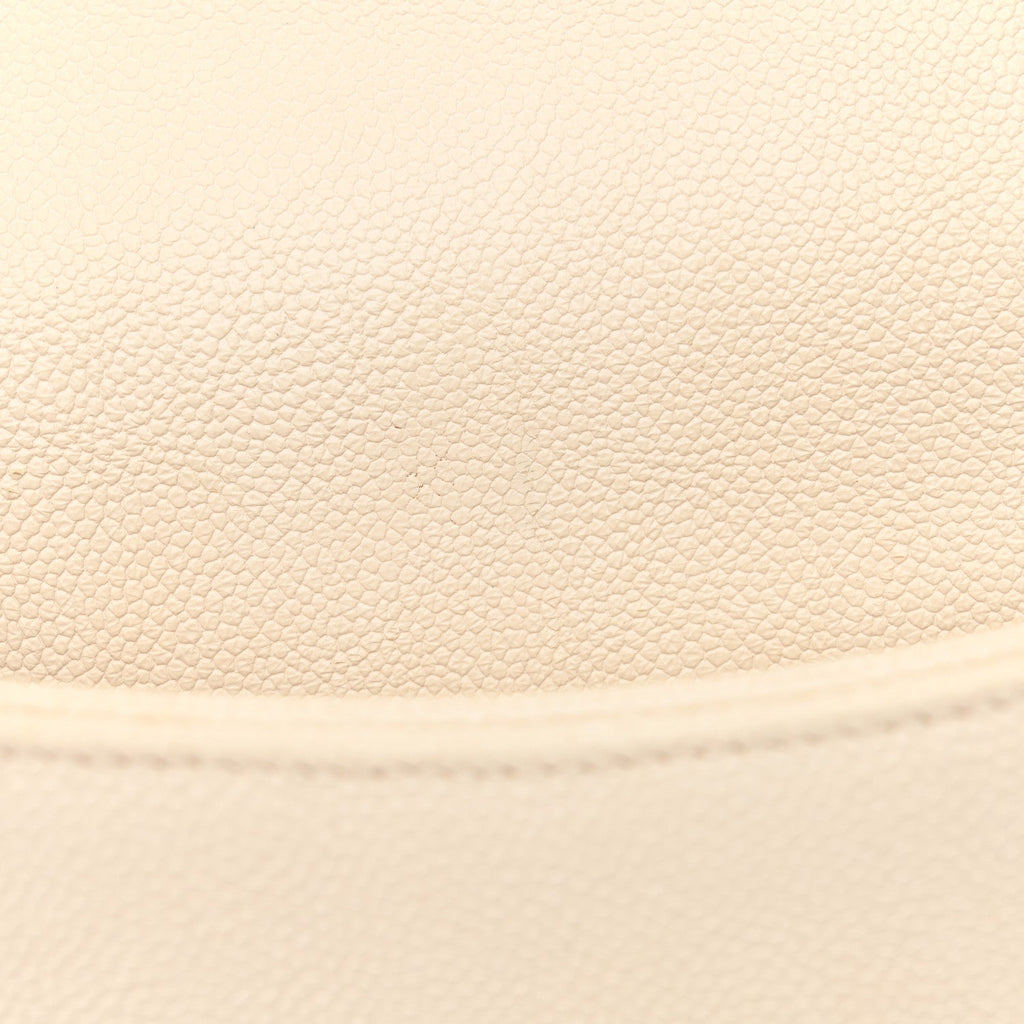 Grained Calfskin Quilted Small Cuba Top Handle Flap White
