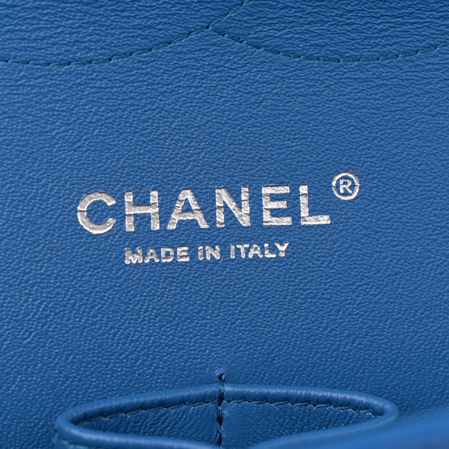 Caviar Chevron Quilted Jumbo Double Flap Blue
