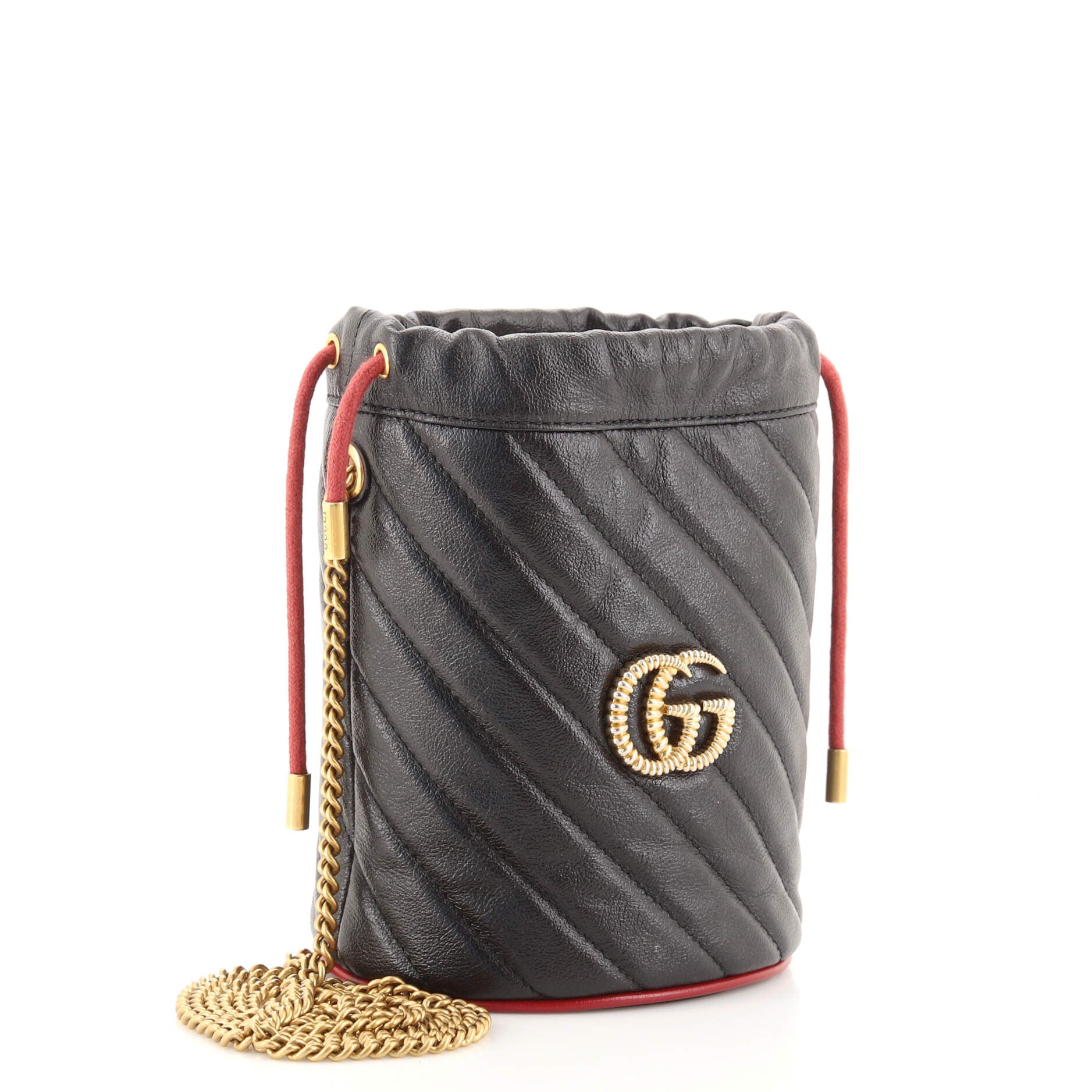 GG Marmont Bucket Bag Diagonal Quilted Leather Mini