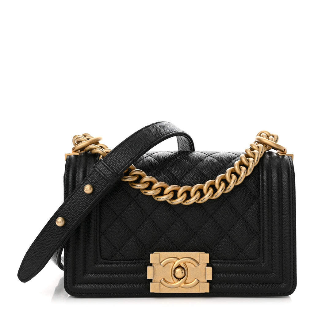 Caviar Quilted Small Boy Flap Black