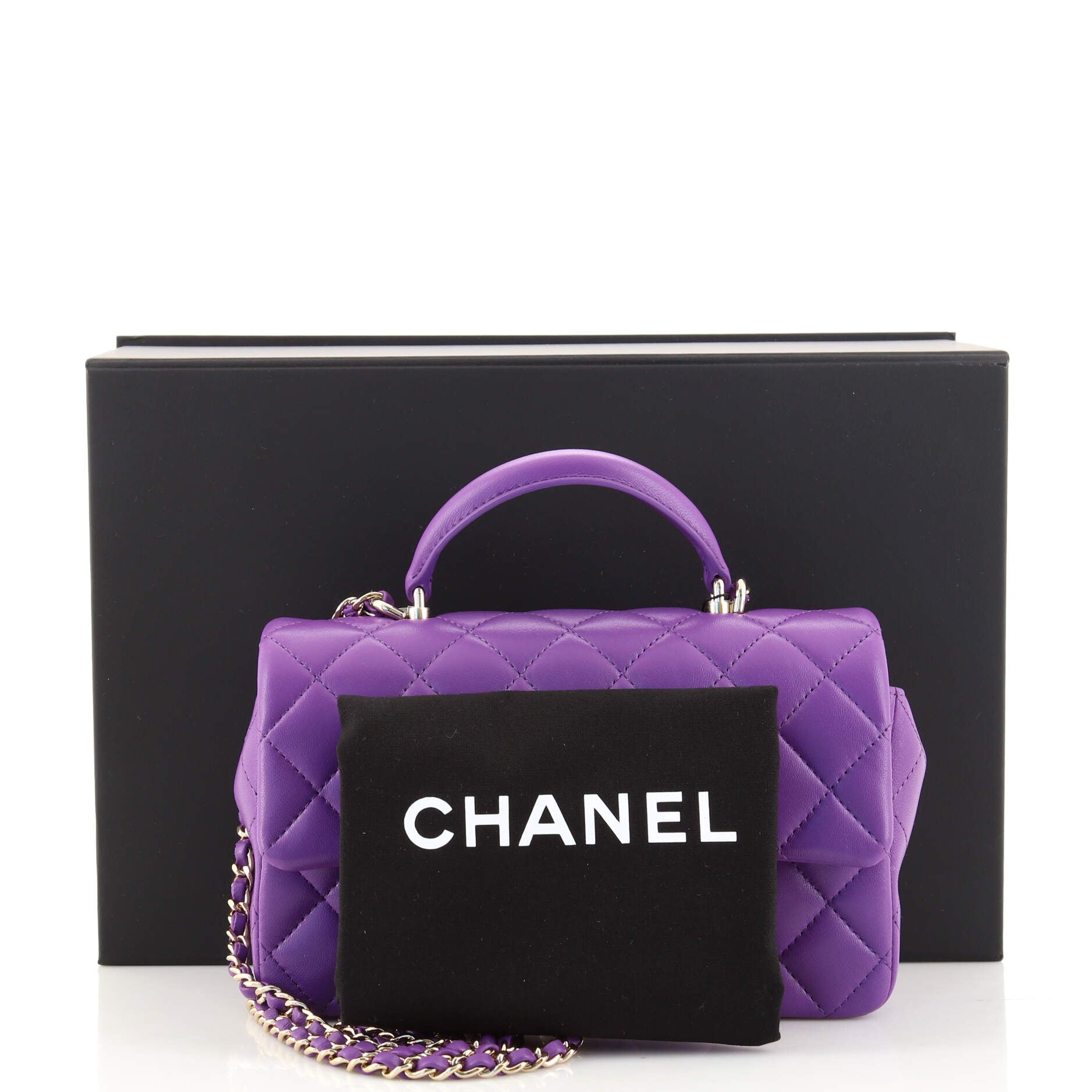 Classic Single Flap Top Handle Bag Quilted Lambskin Mini