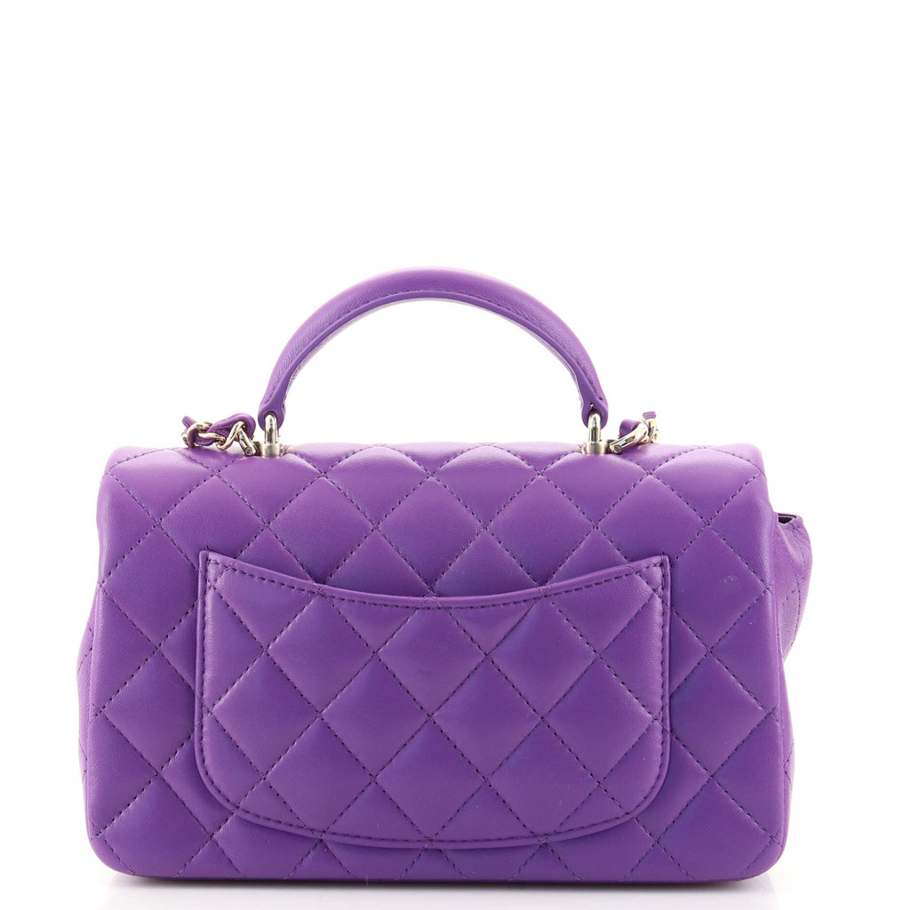 Classic Single Flap Top Handle Bag Quilted Lambskin Mini