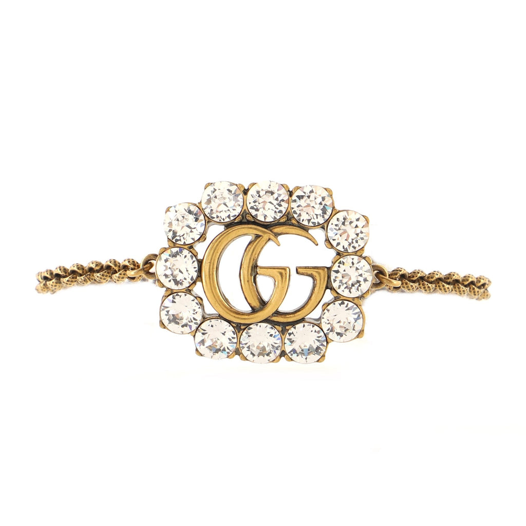 Crystal Around GG Chain Bracelet Metal with Crystals