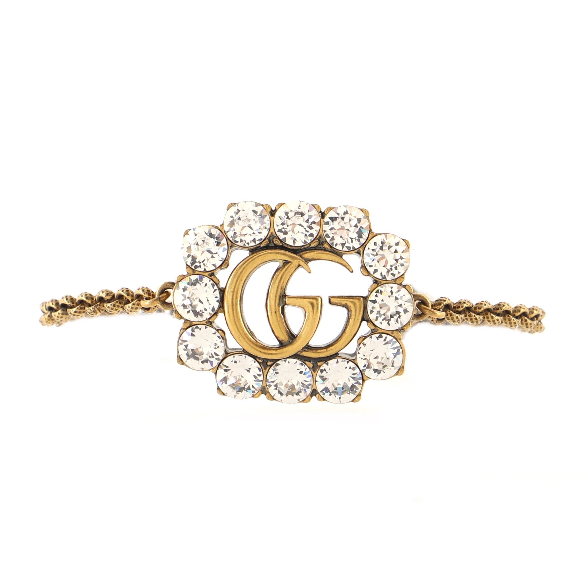 Crystal Around GG Chain Bracelet Metal with Crystals
