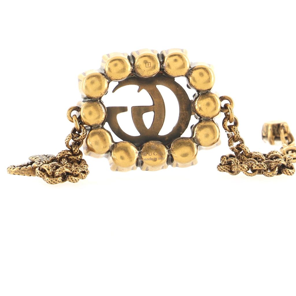 Crystal Around GG Chain Bracelet Metal with Crystals