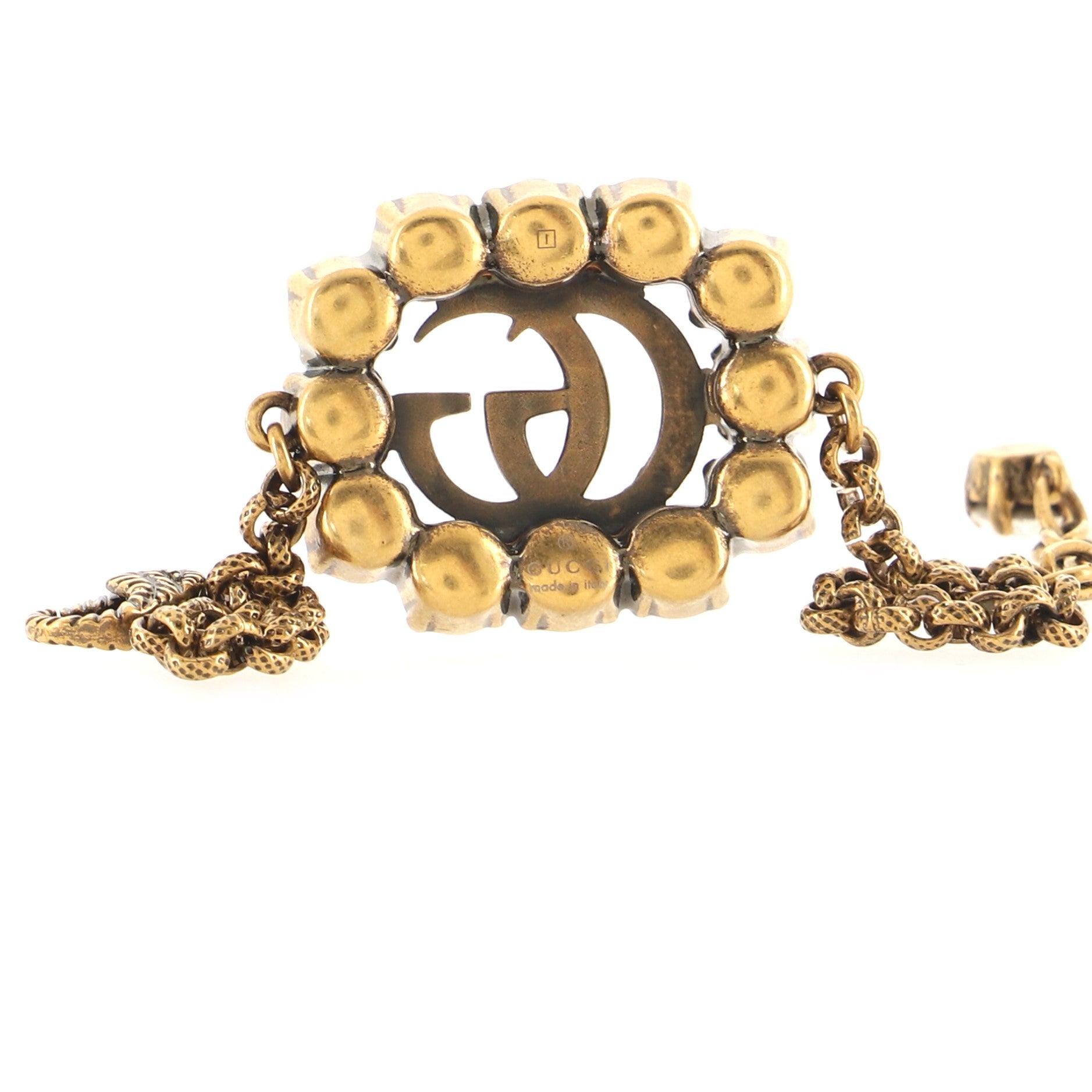 Crystal Around GG Chain Bracelet Metal with Crystals