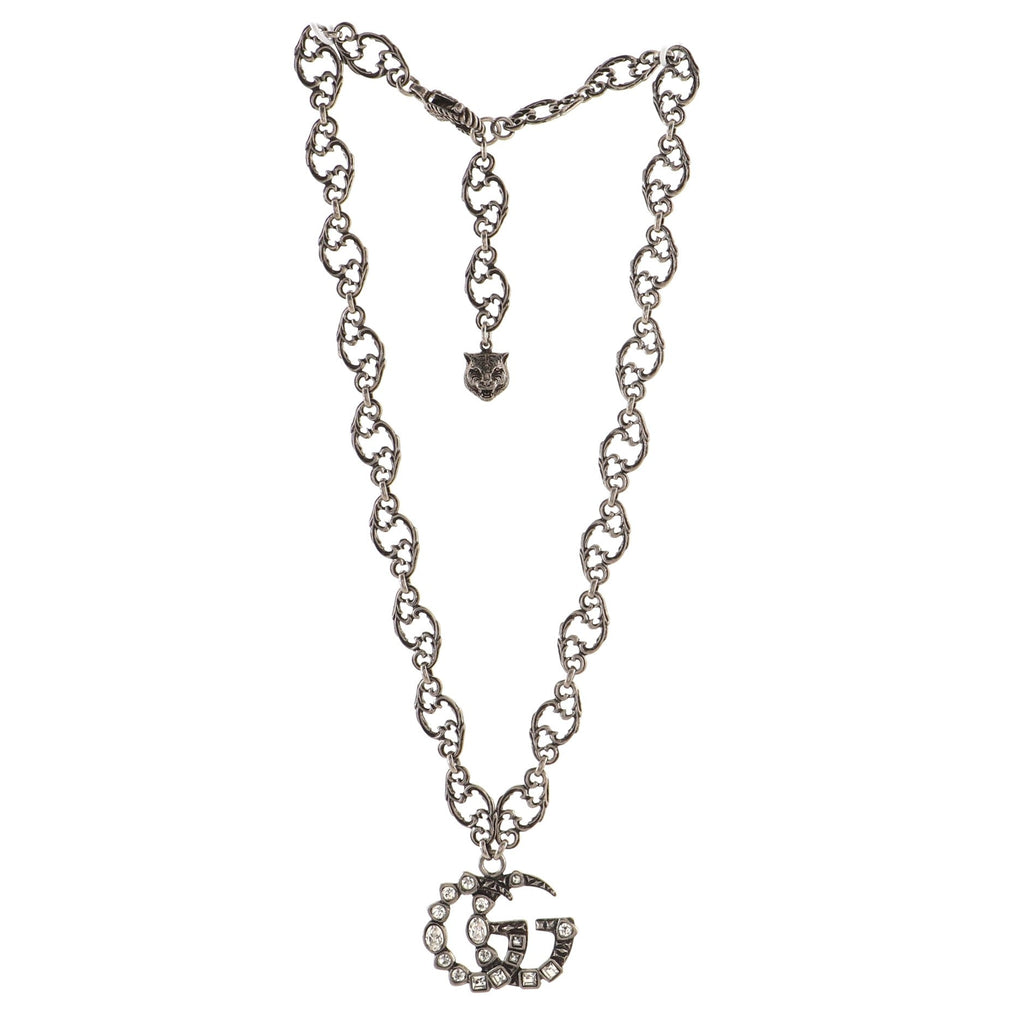 GG Arabesque Pendant Necklace Metal with Crystals