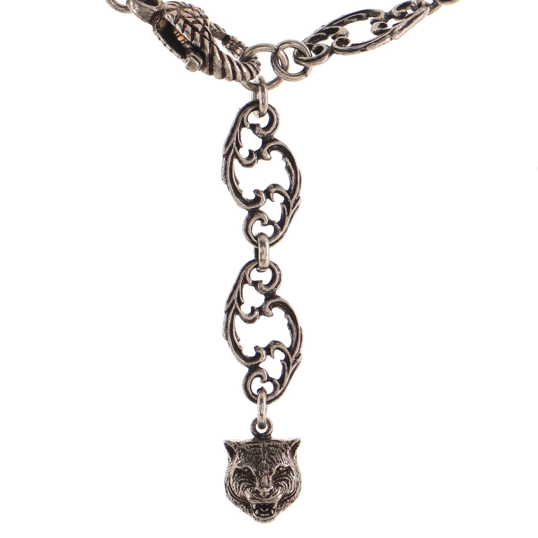 GG Arabesque Pendant Necklace Metal with Crystals
