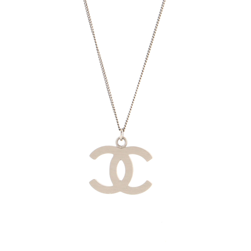 CC Pendant Necklace Metal with Crystals