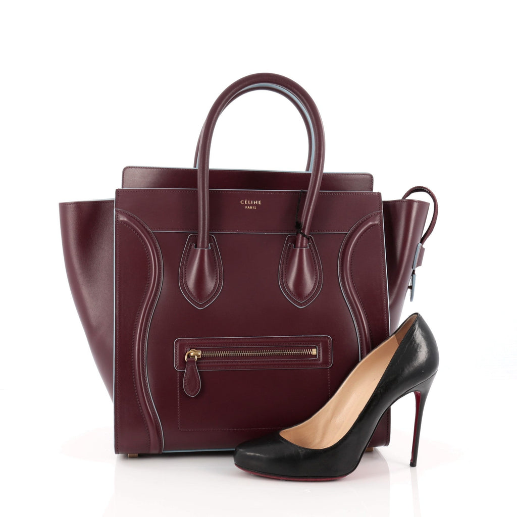 Bicolor Luggage Handbag Leather Mini
