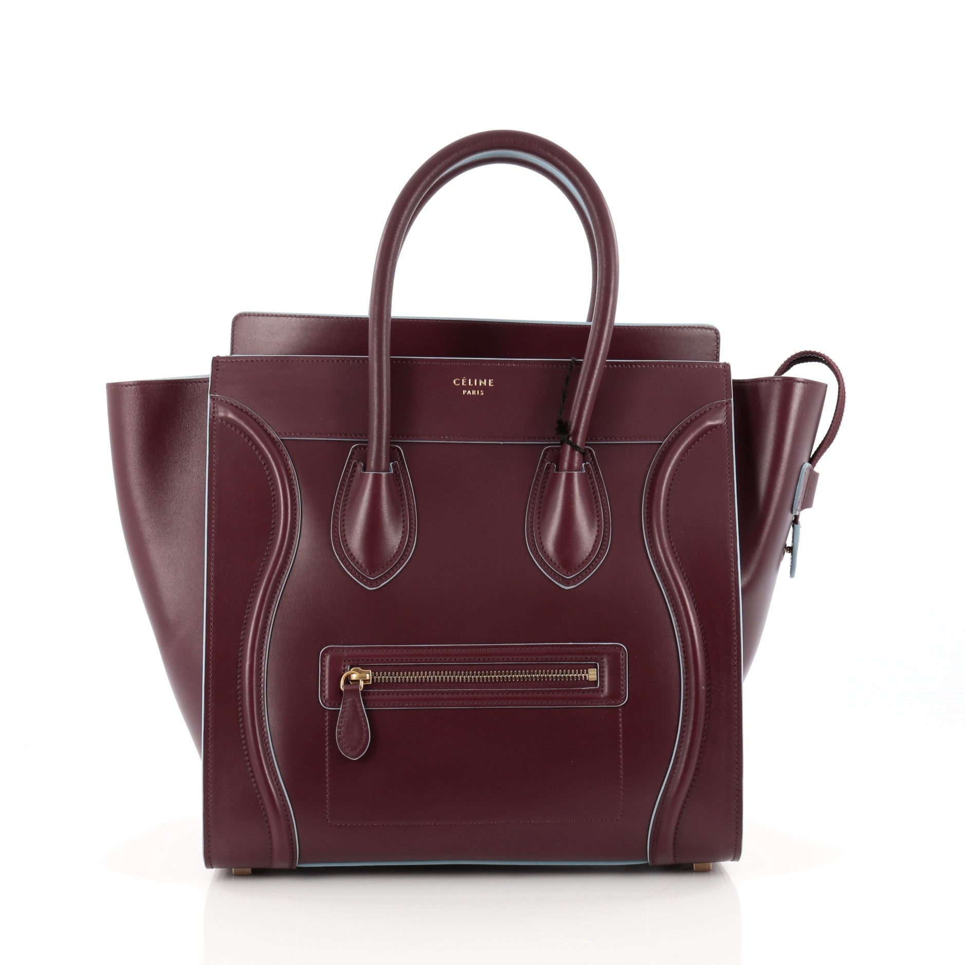 Bicolor Luggage Handbag Leather Mini