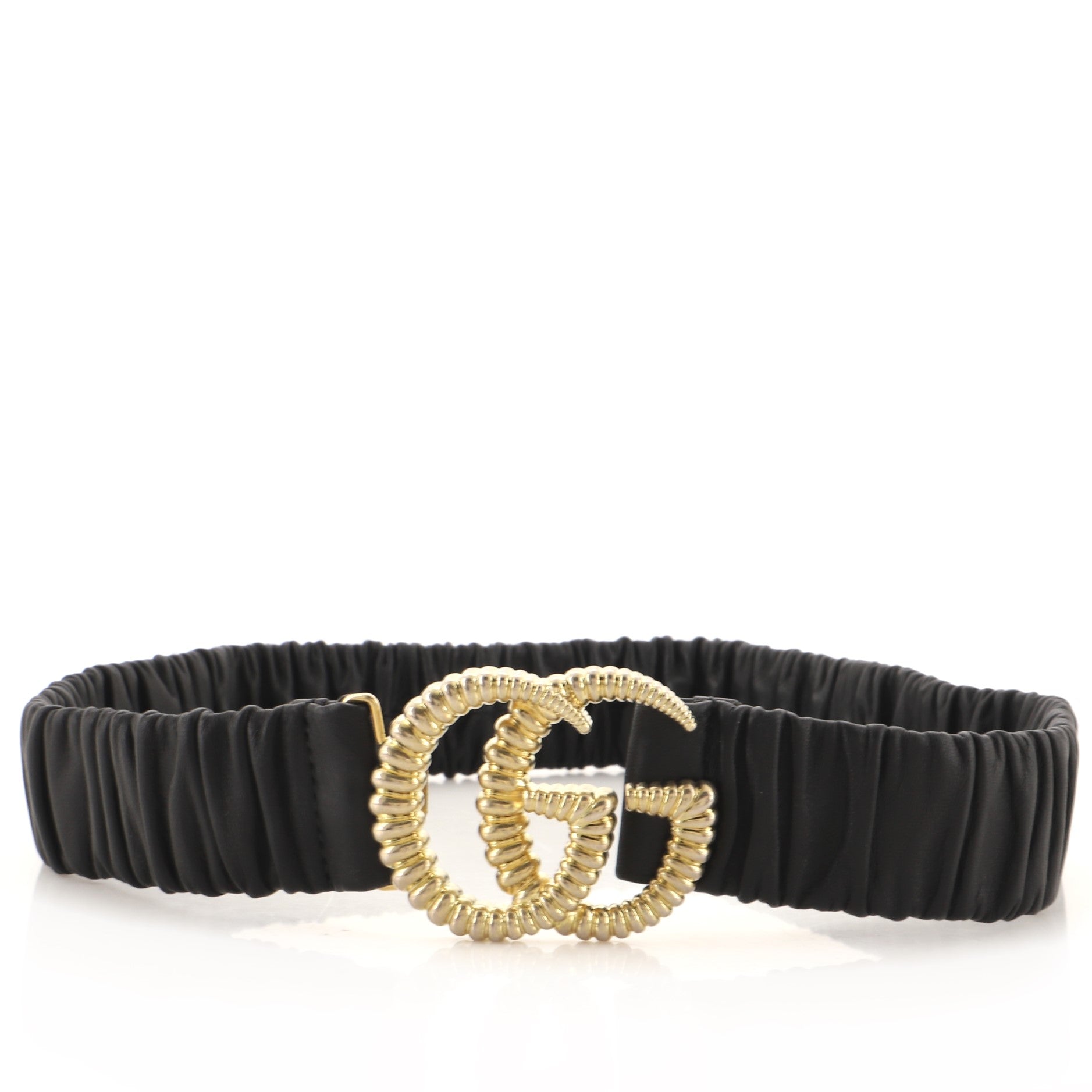 GG Torchon Belt Ruched Leather Wide 90