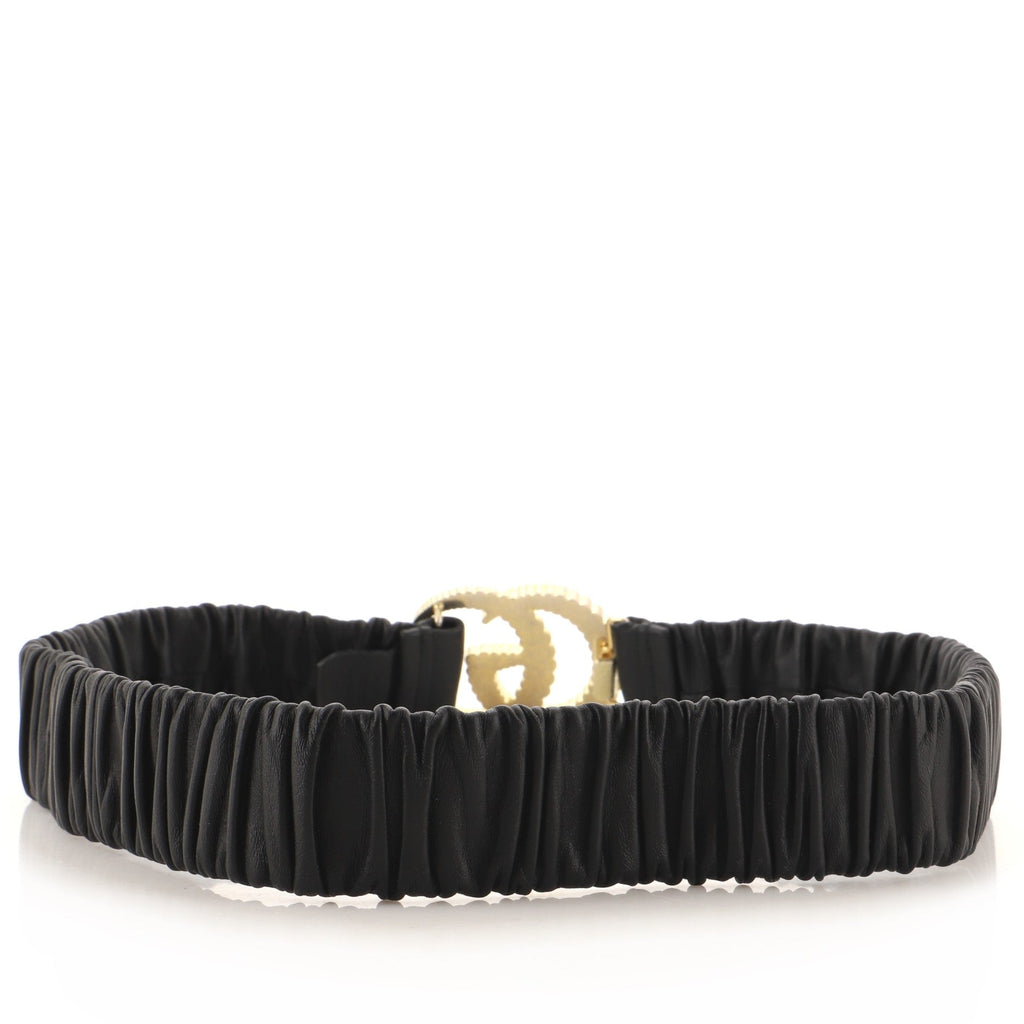 GG Torchon Belt Ruched Leather Wide 90