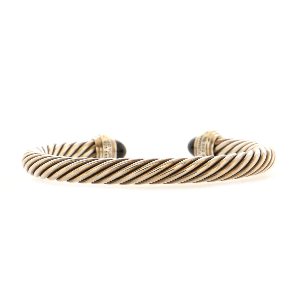 Cable Classic Bracelet Sterling Silver with 14K Yellow Gold and Onyx 7mm