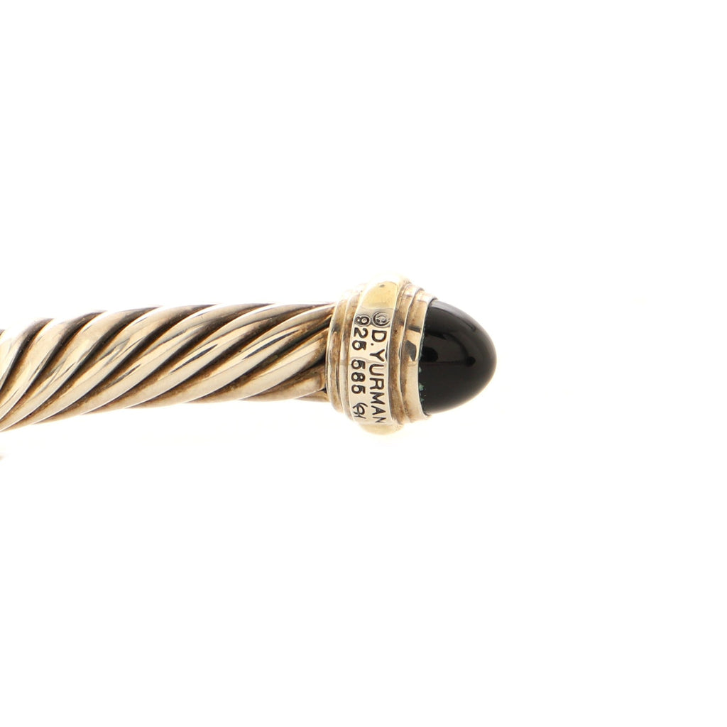 Cable Classic Bracelet Sterling Silver with 14K Yellow Gold and Onyx 7mm