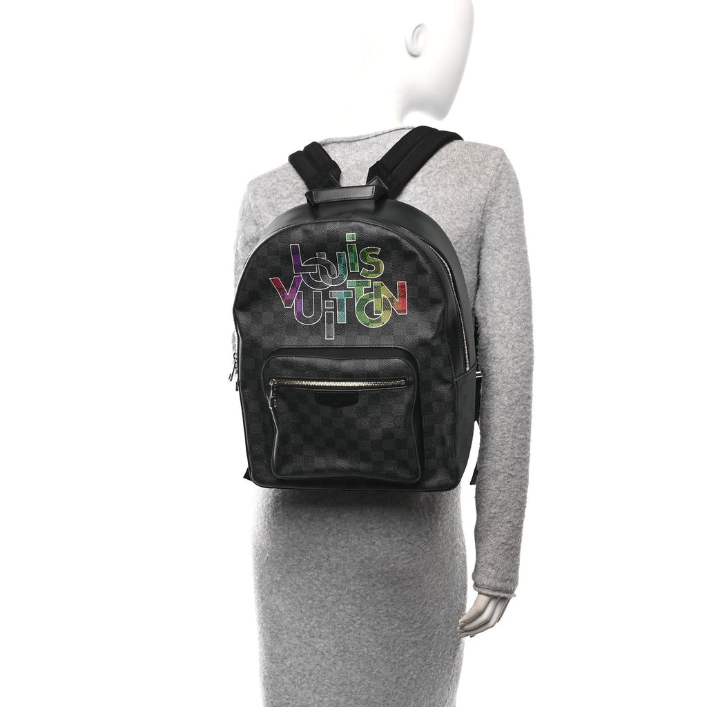 Damier Graphite Logo Josh Backpack Blue Multicolor