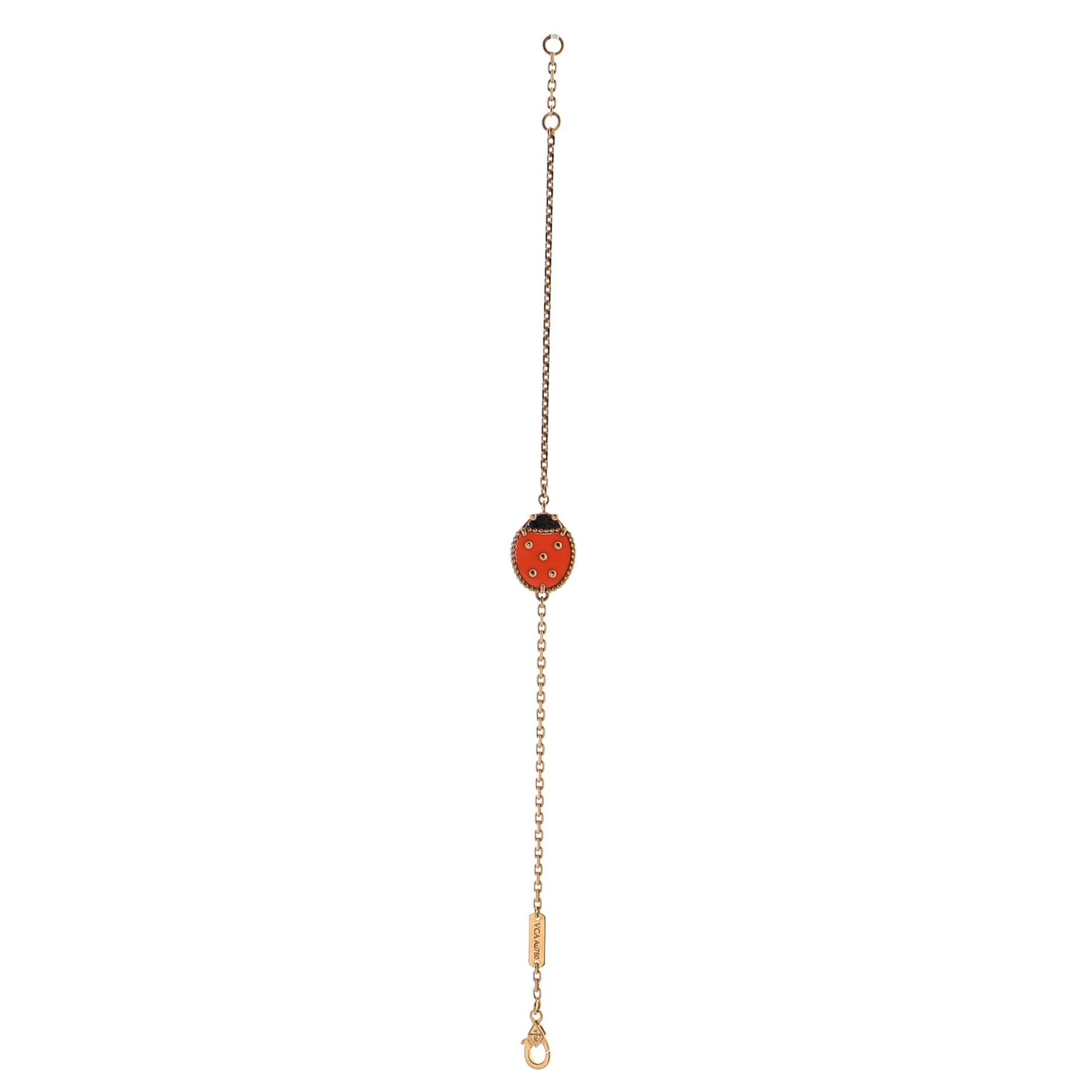 Lucky Spring Ladybug Bracelet 18k Rose Gold with Carnelian and Onyx