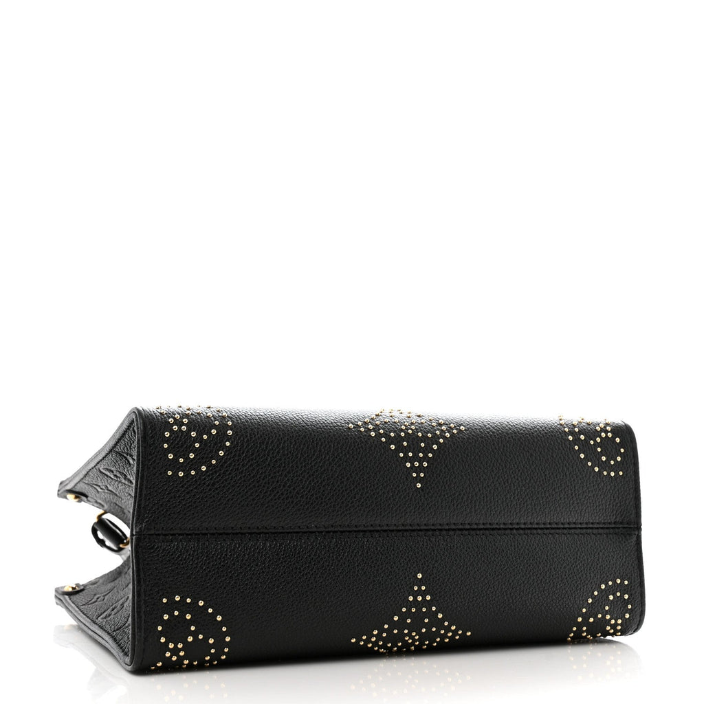 Grained Calfskin Studded Monogram Giant Onthego PM Black