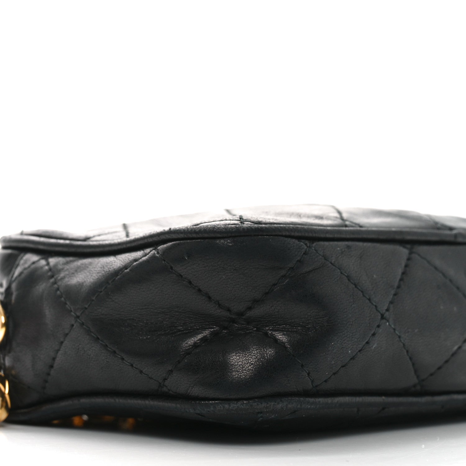 Lambskin Quilted Tassel Camera Case Black