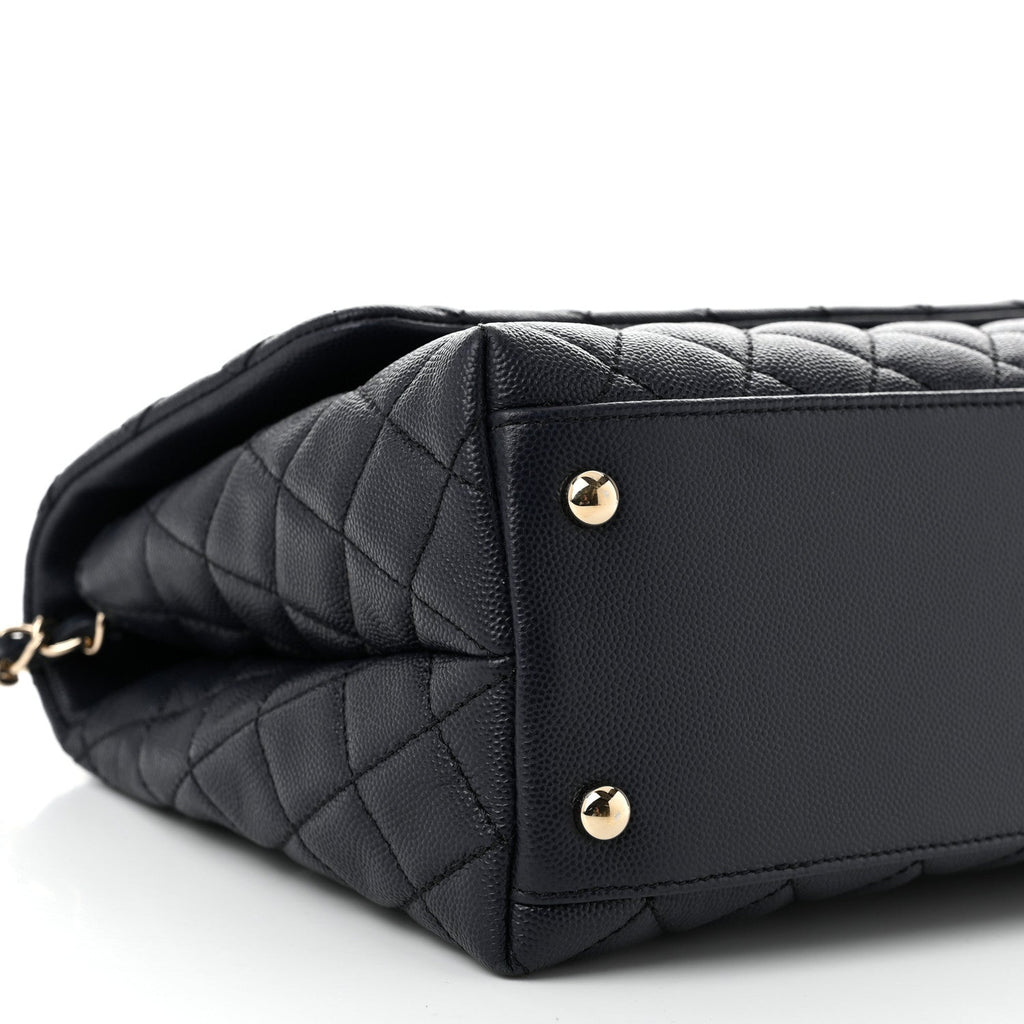 Caviar Quilted Small Coco Handle Flap Navy