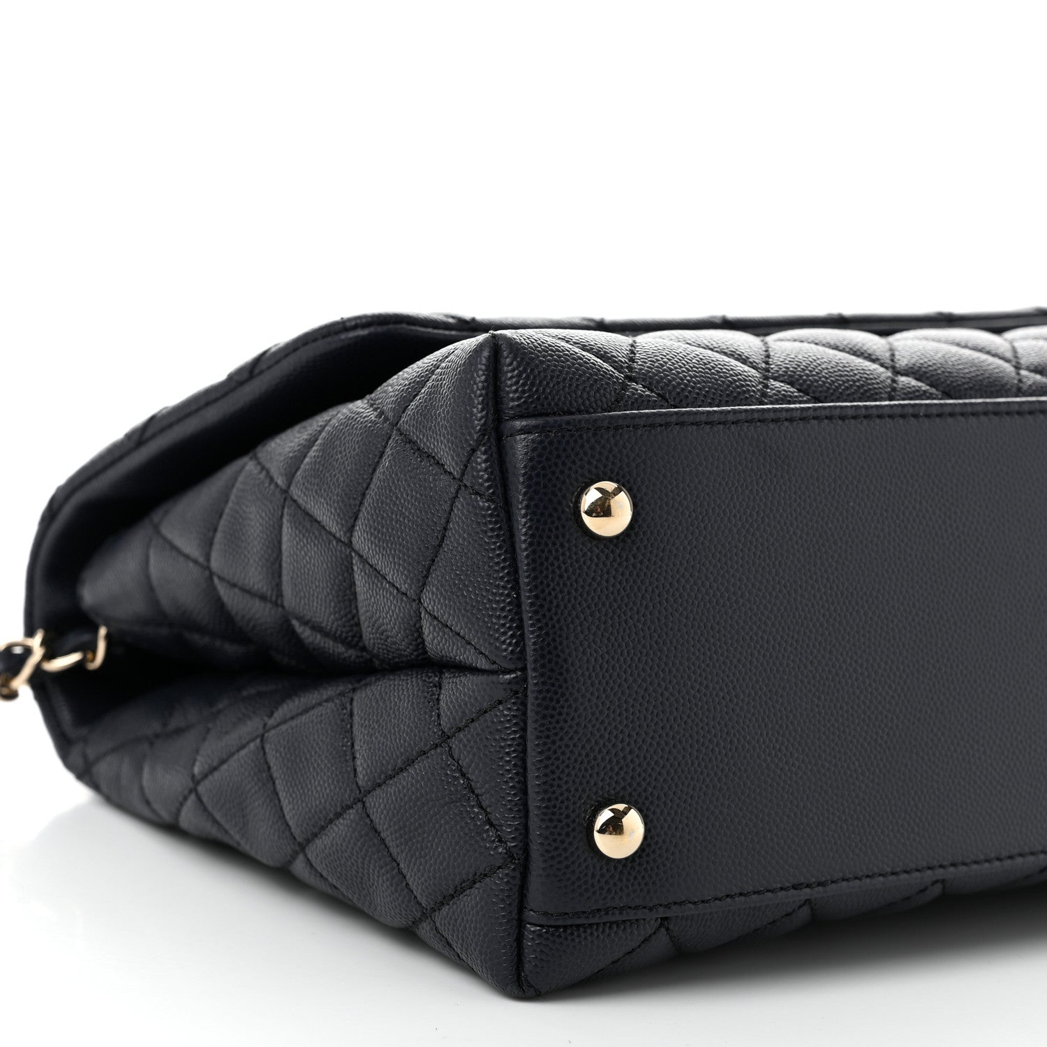 Caviar Quilted Small Coco Handle Flap Navy