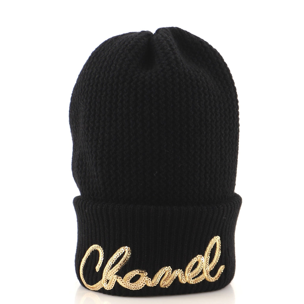 Logo Beanie Cashmere with Sequins XS