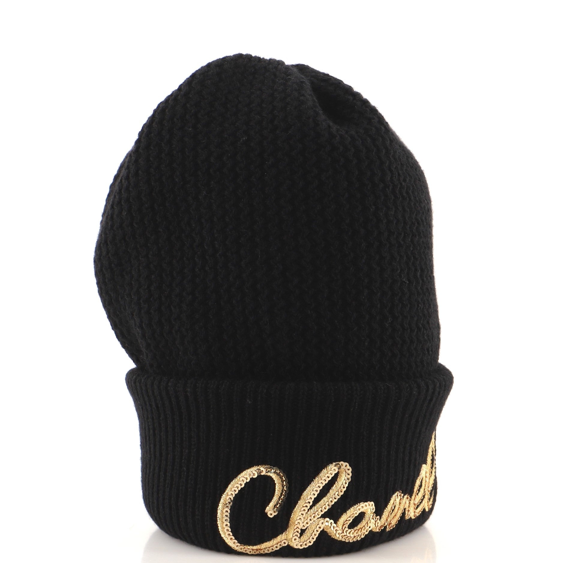 Logo Beanie Cashmere with Sequins XS