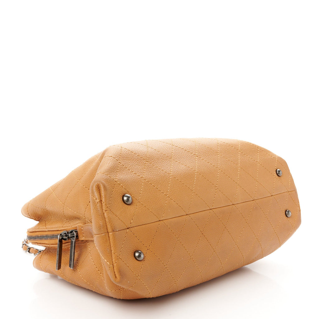 Grained Vegetal Calfskin Small Urban Shopping Tote Camel
