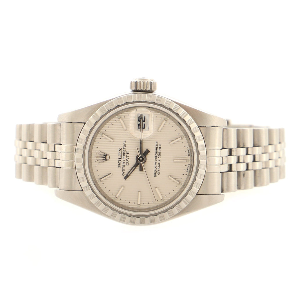 Oyster Perpetual Date Automatic Watch Stainless Steel and White Gold 26