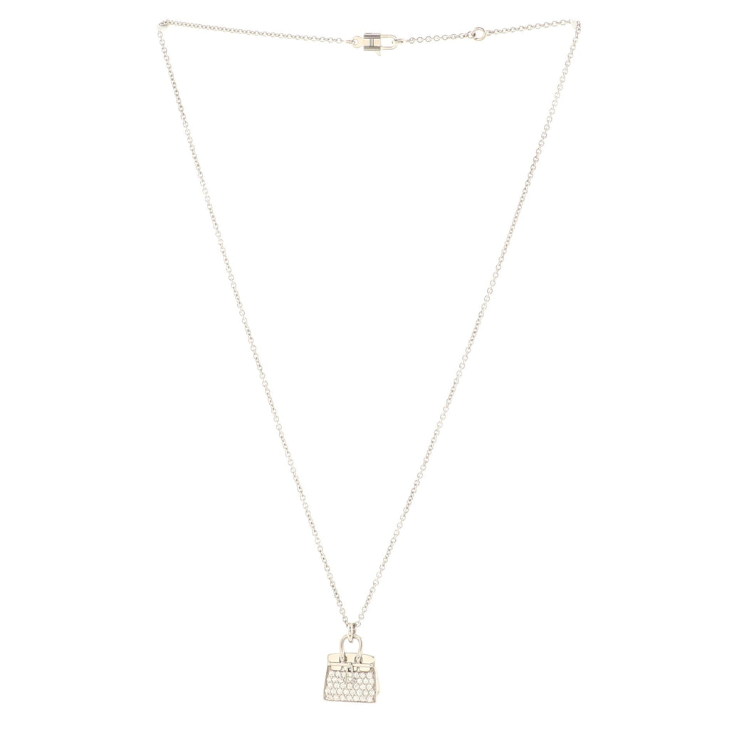 Birkin Amulette Pendant Necklace 18K White Gold and Diamonds