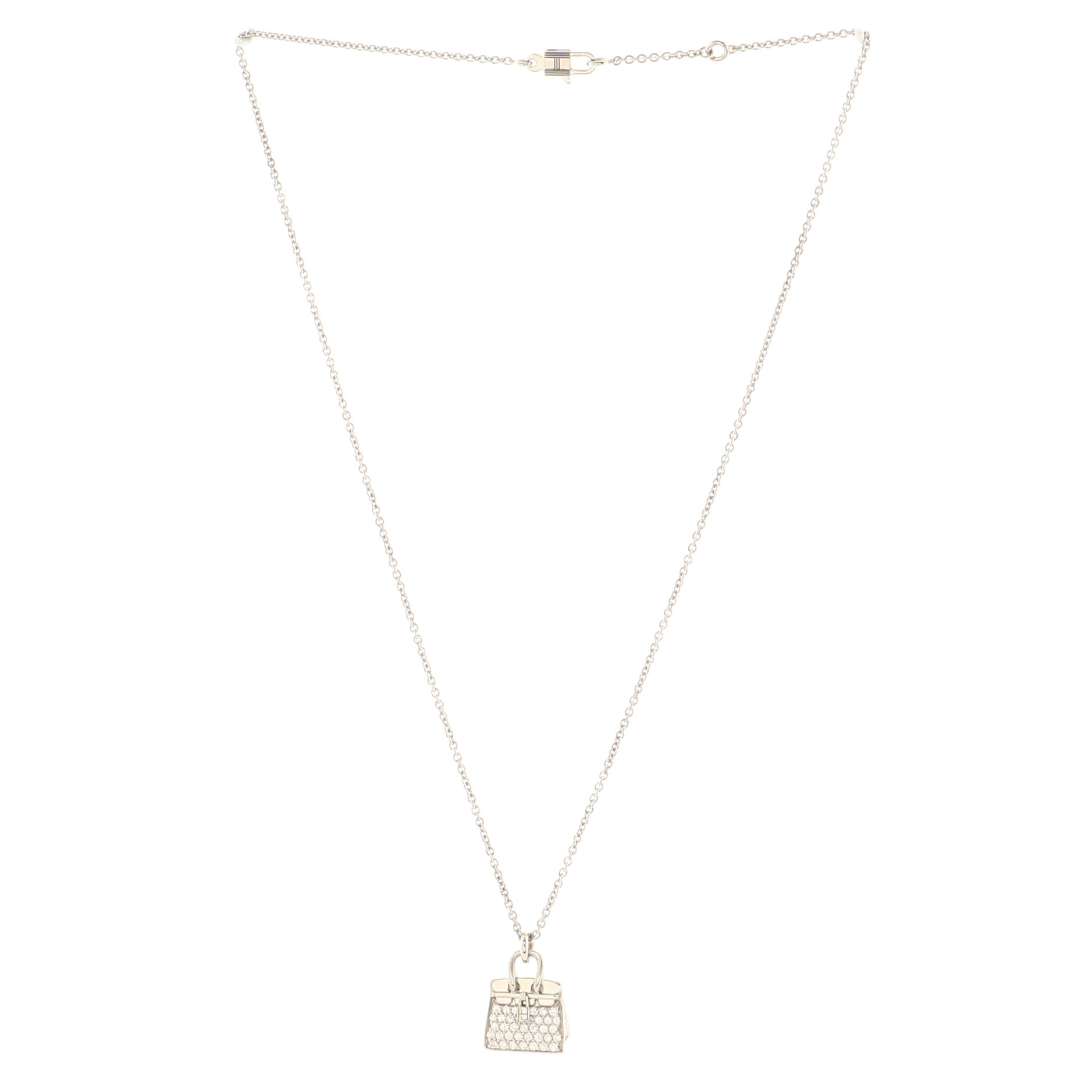 Birkin Amulette Pendant Necklace 18K White Gold and Diamonds